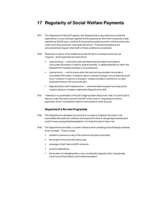 2012 Annual Report, Chapter 17: Regularity of Social Welfare Payments thumbnail