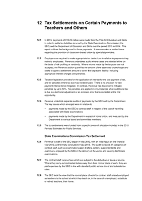 2014 Annual Report, Chapter 12: Tax Settlements on Certain Payments to Teachers and Others thumbnail